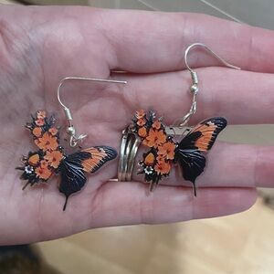 Butterfly and Flower Earrings